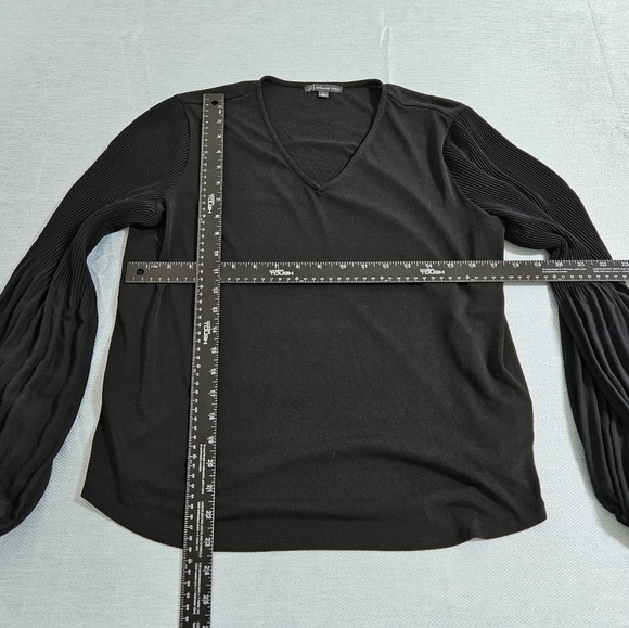 Adrianna Papell Womens Long Bubble Sleeve Top V Neck Flowy Lightweight Black M - Picture 11 of 12